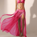 Miniatyrbilde 2 av 2: Kvinner Beachwear Bottom Sarong Wrap Chiffon Langt skjørt Slit Cover Up Rose Red