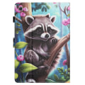 Miniatyrbild 3 av 5: För Samsung Galaxy Tab S6 Lite Färgad Ritsömmar Läder Tablet Smart Case Raccoon