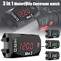 Miniatyrbillede 2 af 5: Universal 3 I 1 Motorcykel Elektronisk Ur Termometer Voltmeter 12v Ip67 Vandtæt Støvtæt Led Ur Digital Display| | Red