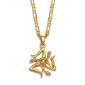 Miniatyrbild 3 av 5: Anniyo Sicilien Italien Städer Flagga hänge Halsband Män Kvinnor Guldfärg Italienska Sicilien Smycken #237106p-Utmärkt Gold Color 60cm Thin Chain
