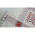 Miniatyrbillede 3 af 3: Palæstina-tørklæde, Keffiyeh, Arafat Hatta, Bred med kvaster, Shemagh Keffiyeh Arabisk Houndstooth100% White Red
