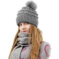 Pikkukuva 4 / 6: Bobble-hattu naisille Talvipipohatut Thermal fleecevuorattu hattu Naisten neulotut villahatut tekoturkisella Pom Pom Grey