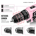 Miniatyrbild 3 av 5: Pink Power Pink set för kvinnor 20v sladdlös borrskruvdragare Verktygssats för kvinnor Li-ion elektrisk borr, power med verktygsväska, batteri, laddning