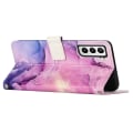 Miniatyrbild 3 av 5: Marmormönsterutskrift cover för Samsung Galaxy S23, Pu läder hopfällbart stativ Flip case med rem Purple
