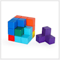 Miniatyrbild 4 av 5: Barnleksak Tetris cube toy trä 3d färgpusselspel