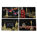 Miniatyrbillede 2 af 9: 4 stk 20x14 cm Magic Scratch Art Malepapir med tegnestok Børnelegetøj Multicolor