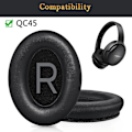 Miniatyrbild 2 av 5: Öronkuddar Byte av kuddar för Bose Quietcomfort 45-qc45 Over-ear hörlurar, öronkuddar med mjukare proteinläder, brusisolering Memory Foam-