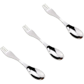 Miniatyrbillede 1 af 5: Rustfrit rustfrit stål spork ske ske camping bestik, perfekt til rygsæk udendørs aktiviteter, 3stk