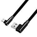 Pikkukuva 1 / 5: 1m Lataus Micro-kaapeli USB-pistokkeesta 90 asteen kulmaan Micro Android -latausjohdon liitin black