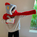 Miniatyrbild 4 av 4: Barn Pojkar Flickor Ultraman Winter Warm 3 i 1 Fleece Huva Hatt Scarf Handskar Red