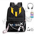 Miniatyrbillede 1 af 2: Messi Rygsæk Fodbold Super Star Stor Kapacitet Simpel Sort Teenagere Skoletasker Rejse Kvinde Mandlige Studerende Computer Mochilas Light Yellow