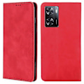 Pikkukuva 1 / 5: Oppo A57s 4g / A57e 4g / A57 4g Magneettinen automaattisesti imeytyvä anti-scratch phone case jalusta Pu nahka Red