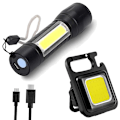 Miniatyrbillede 1 af 5: 3 Modes Bærbar Cob Arbejdslys Lamper Mini Led Lommelygte Nøgleringe Usb Genopladelig Emergency Camping Light Auto tilbehør| | 2Pcs