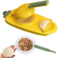 Miniatyrbillede 1 af 5: 2 i 1 Dumpling Maker, DIY Dumpling Maker Form Dumpling Wrapper Maker, Kreativt Dumpling Maker Tool (gul)