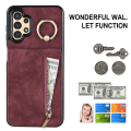 Miniatyrbild 4 av 5: För Samsung Galaxy A13 5G/A13 4G RFID Blockerande Kickstand Case Retro PU+TPU Cover Wine red Style D Samsung Galaxy A13 5G
