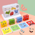 Miniatyrbillede 1 af 5: Træ FaceChanging Magic Cube Byggeklodser Spil Matching Udtr onesize