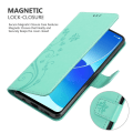 Miniatyrbillede 5 af 5: Oppo Reno6 5G Cover Case Case - med blomstermønster og stativfunktion og kortslot FLORAL TURQUOISE