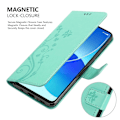 Pikkukuva 5 / 5: Oppo Reno6 5G Cover Case Case -kuvioinen ja telinetoiminto ja korttipaikka FLORAL TURQUOISE