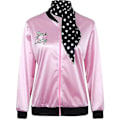 Miniatyrbillede 1 af 4: 1950'ernes damer dame piger pink satin jakke halloween cosplay kostume fancy dress frakke med halstørklæde jnnjv XXL