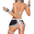 Miniatyrbild 3 av 4: Kvinnor Maid Cosplay Underkläder Spets Halter Nattlinne String Set Sexig kostym M