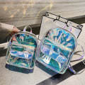 Miniatyrbild 5 av 5: Iridescent Ryggsäck Genomskinlig Skoldagspack Hologram Ryggsäck Transparent Ryggsäck För Kvinnor Flickor