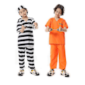 Miniatyrbild 1 av 2: Fångdräkt Orange Fångdräkt Med Kedja för Barn/Vuxna Fängelsefågel Outfit För Halloween Orange Fängelse orange Kids XXL 150-160cm