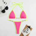 Miniatyrbild 4 av 5: Sexig TwoPieces Bikini Set Dam Slumpmässigt print Bikini Set Push-Up Baddräkt Sandstrand Badkläder Baddräkt Yellow M