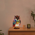 Pikkukuva 4 / 4: Eläinten pöytälamppusarja, retropöytävalaisin, lasimaalaus Animal Print -pöytävalaisin, vintage Animals -pöytälamppu kodin koristeet Owl