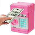 Miniatyrbild 1 av 5: Minibank Lösenord Pengar Bank Kontantmynt Sparlåda för barn, tecknad kassaskåp Perfekta leksakspresenter för pojkar Girlelectronic Spargris (rosa)