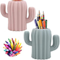Miniatyrbillede 1 af 5: 2 styks pen Blyant Grydeholder, Papir Opbevaring Pen Beholder, Cactus Shape Skrivebord Pen Holder Stander (lyserød, grøn)