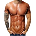 Miniatyrbild 1 av 2: Herr 3d T-shirt Bodybuilding Simulated Muscle Shirt Naken Hud Chest Muscle Tee Shirt XXS