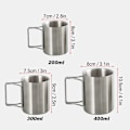 Miniatyrbild 2 av 5: Campingmugg 200ml/300ml/400ml Rostfritt Stål Vattenmugg Tekopp Kaffeemugg Med Fällbara Handtag För Utomhus Camping Vandring Ryggsäck