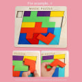Miniatyrbillede 2 af 4: Børns magiske træpuslespil, brætspil, tænketræning, Tangram-puslespil, pædagogisk legetøj,