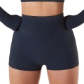 Miniatyrbillede 1 af 4: Kvinder Højtalje Booty Yoga Shorts Sommer Biker Shorts Atletiske Leggings Korte Bukser Til Træning Løbe Gym Fitness Yoga Emblem Blue S