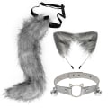 Pikkukuva 1 / 2: 3kpl Cosplay Cat Söpöt Korvat Pääpanta Furry Fox Tail Bell Neck Choker Set Lelut Dark grey