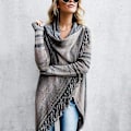 Miniatyrbild 1 av 4: Kvinnor Boho Cardigan Coat Ytterkläder Jumper Jacket Topp Grey L