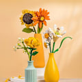 Miniatyrbild 5 av 5: Simulering byggstenar blomma tulpan ros solros krukbukett mini blomma block gör det själv barns sammansatta leksak flicka present