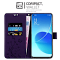 Pikkukuva 3 / 5: Oppo Reno6 5G Cover Case Case -kuvioinen ja telinetoiminto ja korttipaikka FLORAL DARK LILA