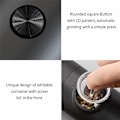 Miniatyrbild 5 av 5: Automatisk saltpepparkvarn Elektrisk krydda Batteridriven Justerbar Grovhet Peppar Silver