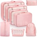 Miniatyrbild 1 av 5: 8-pack Organiser Set för Resväskor, Förvaringsväskor, Packningskuber, Resepåsar, Presenter Pink