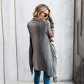 Miniatyrbillede 2 af 4: Kvinder Boho Cardigan Coat Outwear Jumper Jakke Top Grey XL