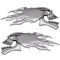 Pikkukuva 1 / 5: Fasp 2 kpl/pari Silver Fire 3D Ghost Skull Head Auto Moottoripyörän Auton tarra-tunnukset - Tarrat &amp; Tarrat Silver