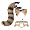 Pikkukuva 1 / 2: 3kpl Cosplay Cat Söpöt Korvat Pääpanta Furry Fox Tail Bell Neck Choker Set Lelut Yellow-black