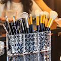 Miniatyrbillede 3 af 5: Klar blyantholder 3 rum makeup børsteholder Kosmetiske børster Opbevaringskrukke til kontor soveværelse badeværelse organiseringstilbehør