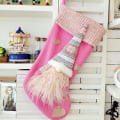 Miniatyrbillede 2 af 4: (45*23cm)pink Julestrømpe Gnome Tomte Dværg Svensk Julemand Strømpe til juletræspynt Pejs Hængende Julefest Dekoration