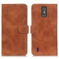 Miniatyrbillede 1 af 5: Til ZTE Blade A32 Retro Texture Cell Phone Case PU Læder Pung Stand Anti-drop Telefon Cover Brown