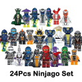 Miniatyrbild 1 av 5: Set med 24 st Ninja minifigurer Kai Jay Sensei Wu Master byggklossar Leksaker