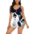 Miniatyrbillede 1 af 5: Dame-badetøj til mavekontrol Modest Flowy Tankini-badedragter Todelt nøglehuls-badedragt til kvinder