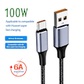 Miniatyrbillede 5 af 5: Datakabel Universal højstrøm flettet ledning Anti-optræk Slidfast Hurtigopladning 6a 100w Usb Type-c Mobiltelefon Usb-c Opladerkabel Mobiltelefon
