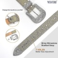 Pikkukuva 4 / 5: Strassikivivyö miehille naisille länsimainen Cowboy Cowgirl Bling -nastallinen nahkavyö farkkuhousuille Golden 115cm(45Inch)